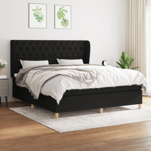 Kontinentalseng med madras 160x200 cm - stof, sort