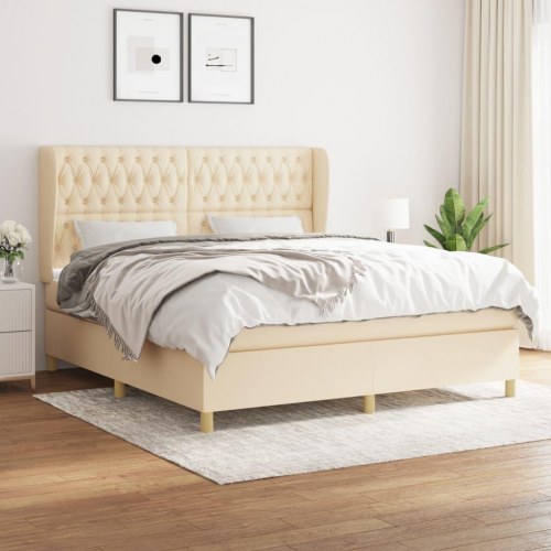 Kontinentalseng med madras 180×200 cm - stof, cremefarvet