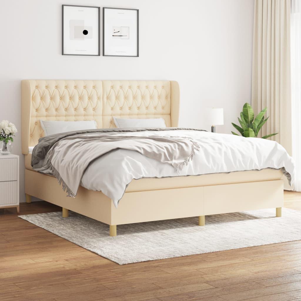 Kontinentalseng med madras 180x200 cm stof cremefarvet billede