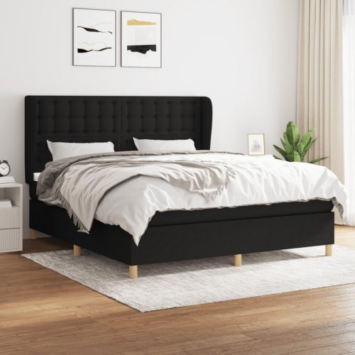 Kontinentalseng med madras 160×200 cm - stof, sort