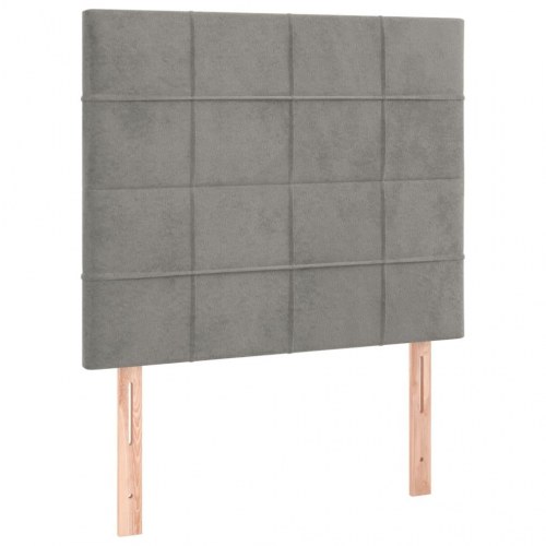 Kontinentalseng med madras 90×190 cm i fløjl - lysegrå