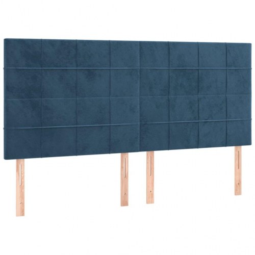 Kontinentalseng med madras 160×200 cm - fløjl, mørkeblå
