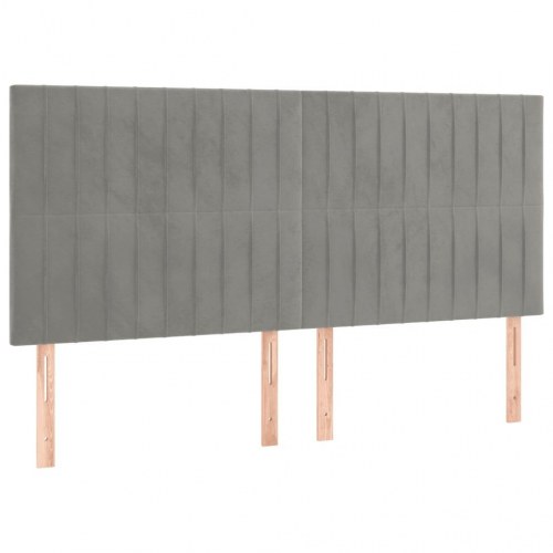 Kontinentalseng med madras 160×200 cm i fløjl - lysegrå