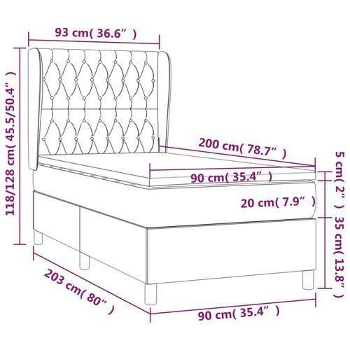 Kontinentalseng med madras 90x200 cm fløjl sort