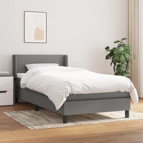 Kontinentalseng med madras 80x200 cm - stof, mørkegrå