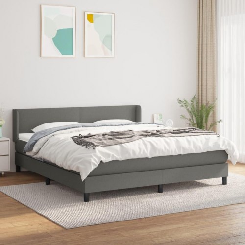 Kontinentalseng med madras 160 x 200 cm - stof, mørkegrå