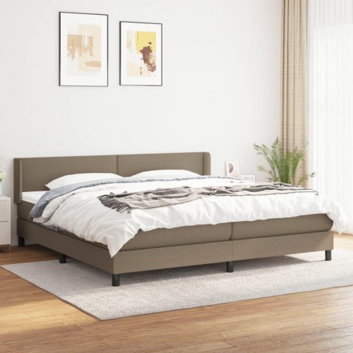 Kontinentalseng med madras 200 x 200 cm - stof, gråbrun