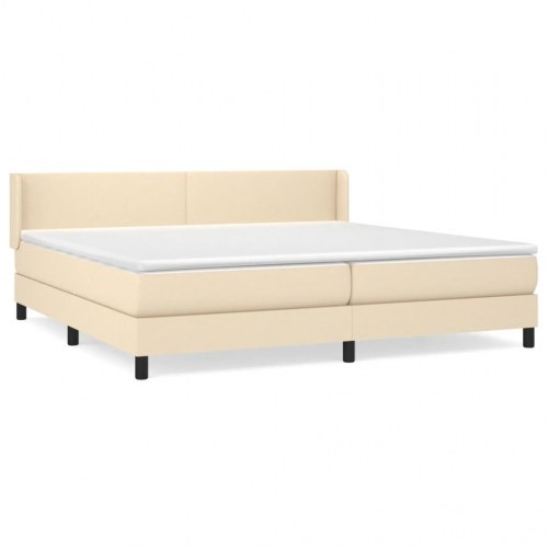 Kontinentalseng med madras 200x200 cm - stof, cremefarvet