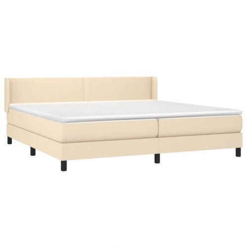 Kontinentalseng med madras 200x200 cm - stof, cremefarvet