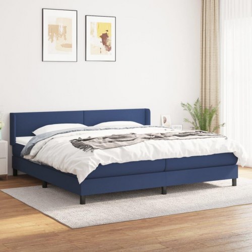 Kontinentalseng med madras 200 x 200 cm - blå stof