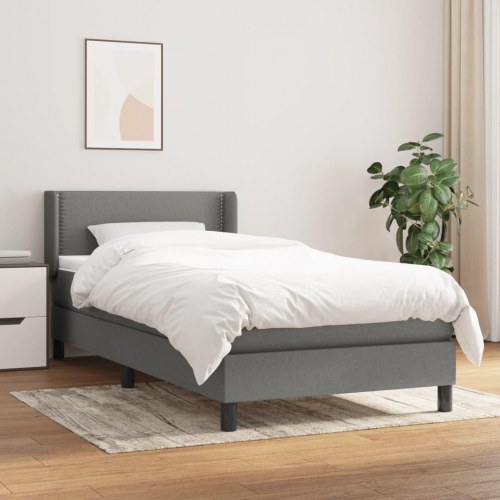 Kontinentalseng med madras 100×200 cm - stof, mørkegrå
