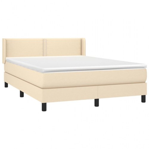 Kontinentalseng med madras 140×200 cm - stof, cremefarvet