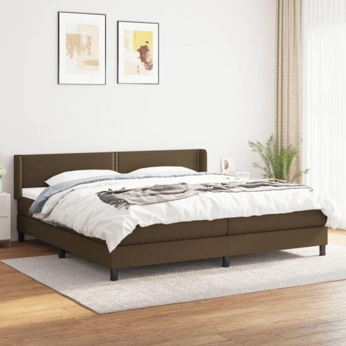Kontinentalseng med madras 200 x 200 cm - stof, mørkebrun