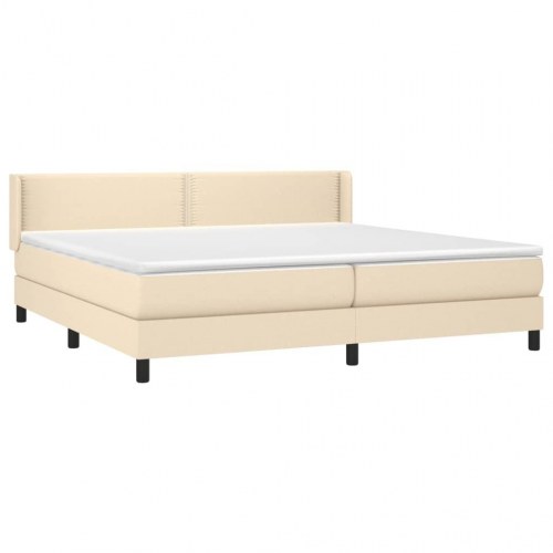 Kontinentalseng med madras 200x200 cm stof cremefarvet