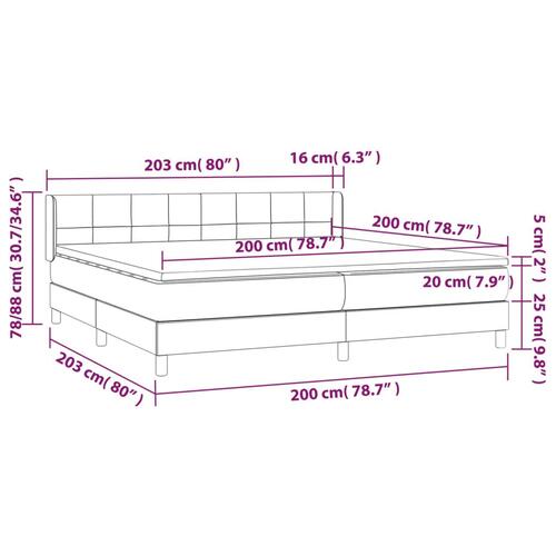 Kontinentalseng med madras 200x200 cm stof blå
