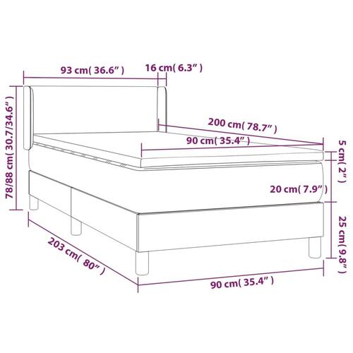 Kontinentalseng med madras 90x200 cm kunstlæder grå