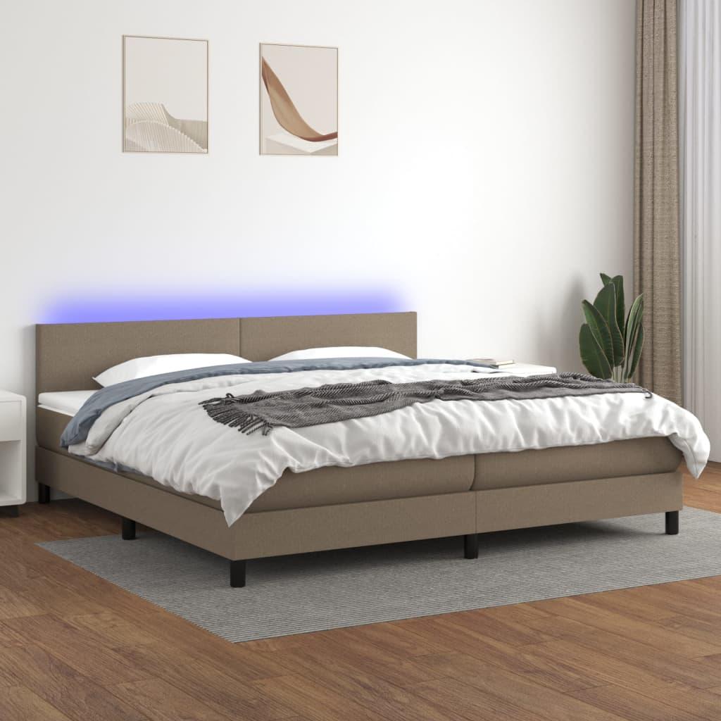 Kontinentalseng Med Led-Lys Stof Gråbrun - Med ensartet mønster / 200 x 200 cm