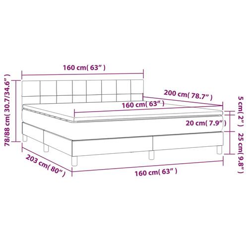 Kontinentalseng med LED-lys 160x200 cm stof sort