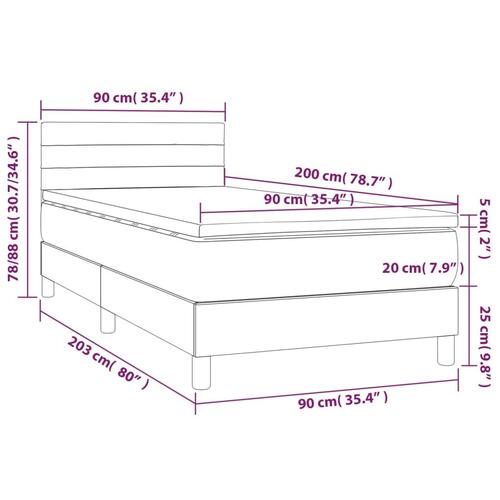 Kontinentalseng med LED-lys 90x200 cm stof mørkebrun