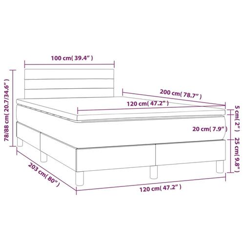 Kontinentalseng med LED-lys 120x200 cm stof sort