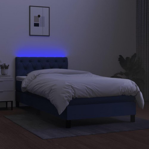 Kontinentalseng med LED-lys 80×200 cm - stof, blå