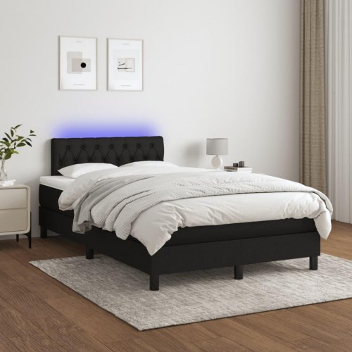 Kontinentalseng med LED-lys 120×200 cm - stof, sort