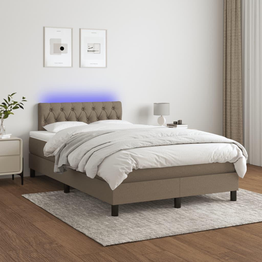 Kontinentalseng med LED-lys 120×200 cm - stof gråbrun billede