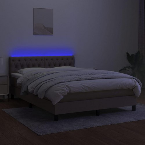 Kontinentalseng med LED-lys 140x200 cm - stof gråbrun