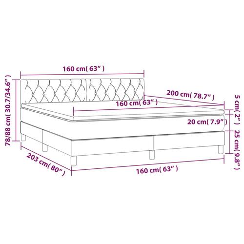 Kontinentalseng med LED-lys 160x200 cm stof sort