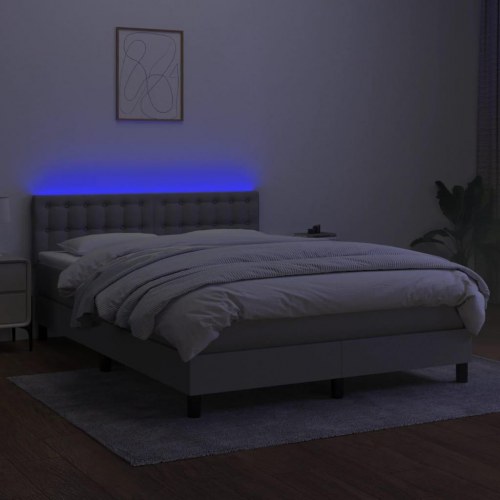 Kontinentalseng med LED-lys 140 × 190 cm - stof, lysegrå