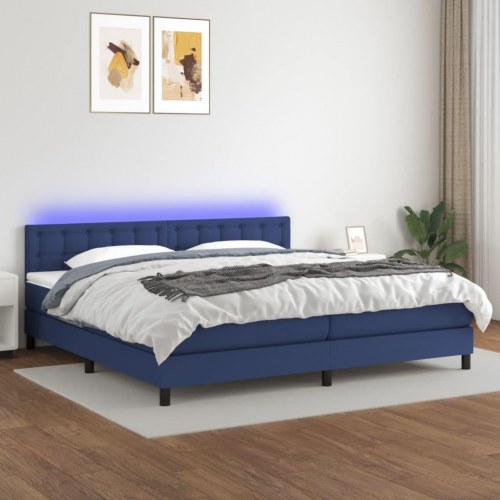 Kontinentalseng med LED-lys 200x200 cm - stof, blå