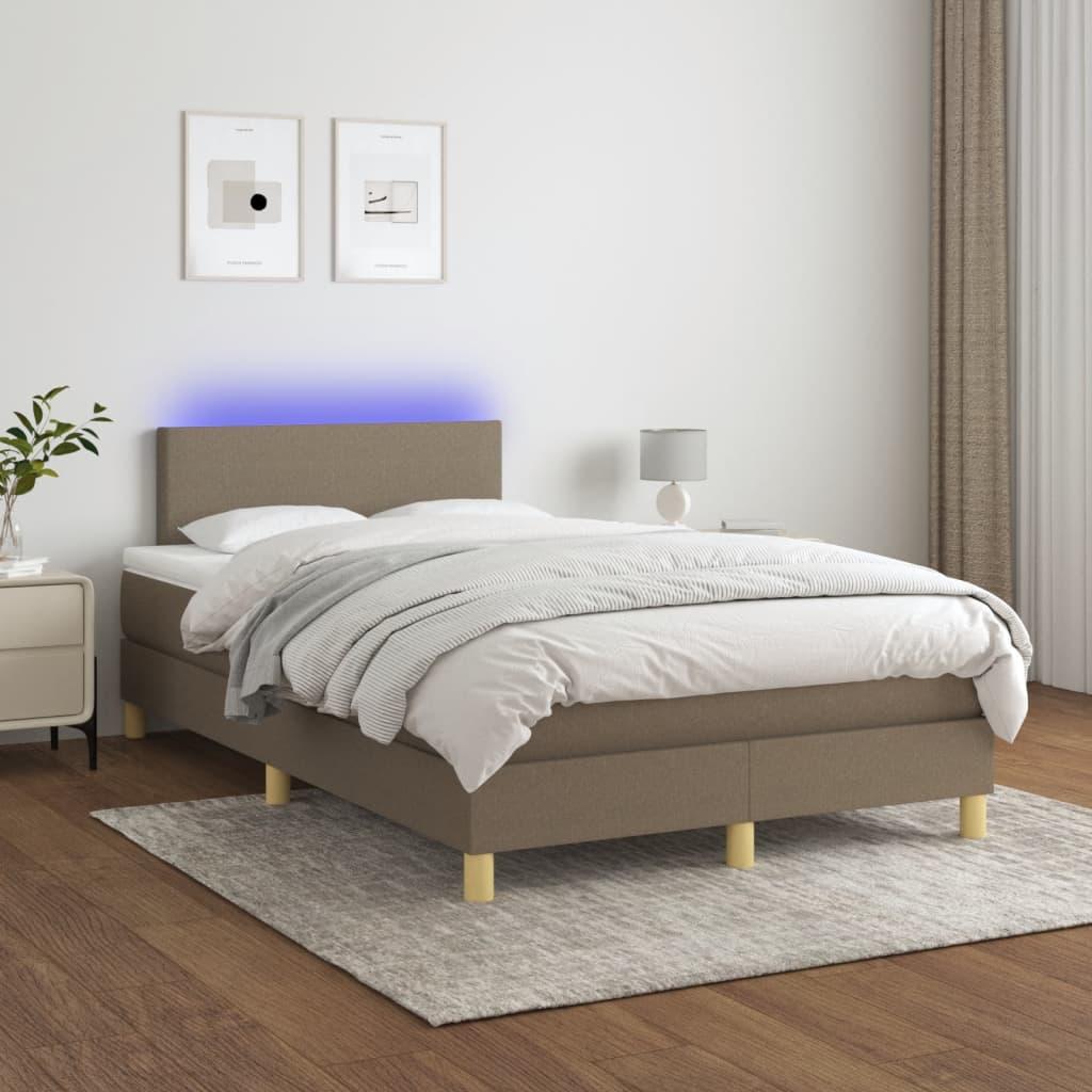Kontinentalseng med LED-lys 120×200 cm - stof, gråbrun billede