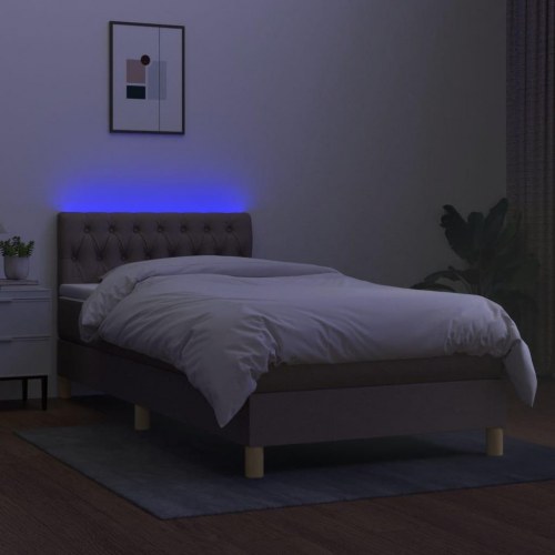 Kontinentalseng med LED-lys 90×200 cm - stof gråbrun