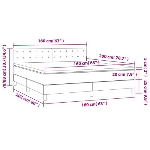 Kontinentalseng med LED-lys 160x200 cm stof sort