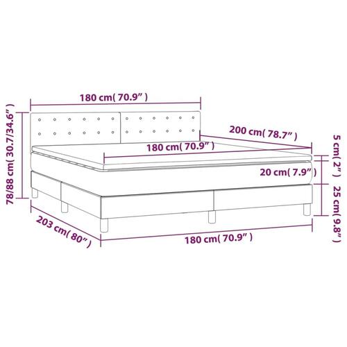 Kontinentalseng med LED-lys 180x200 cm stof sort