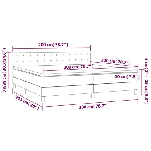 Kontinentalseng med LED-lys 200x200 cm stof sort