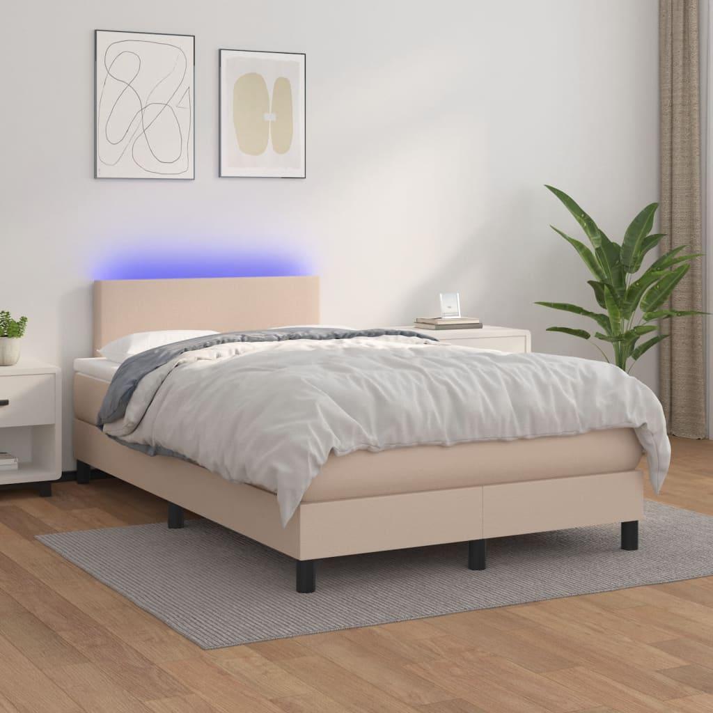 Kontinentalseng med LED-lys 120x200 cm kunstlæder cappuccino billede