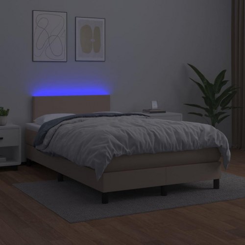 Kontinentalseng med LED-lys 120x200 cm - kunstlæder cappuccino