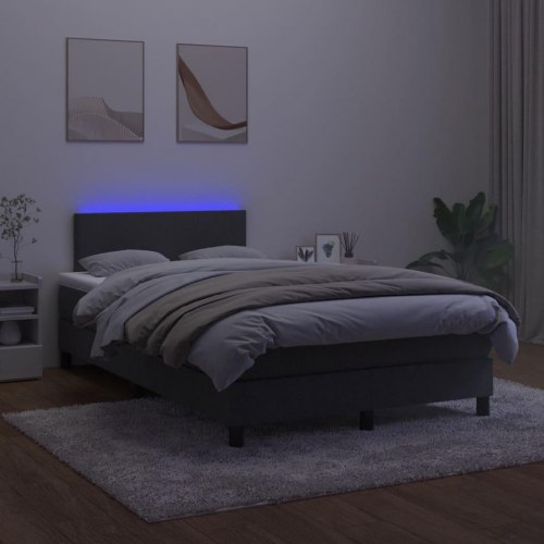 Kontinentalseng i fløjl med madras og LED-lys 120×200 cm - sort