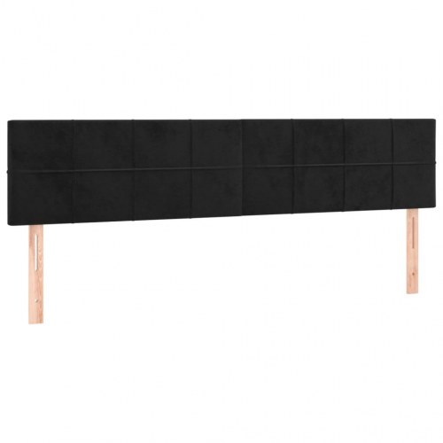 Kontinentalseng i fløjl med madras og LED-lys 180 × 200 cm - sort