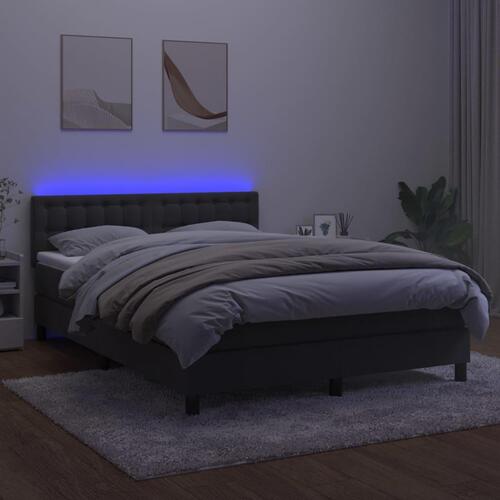 Kontinentalseng med LED-lys 140x190 cm fløjl mørkegrå