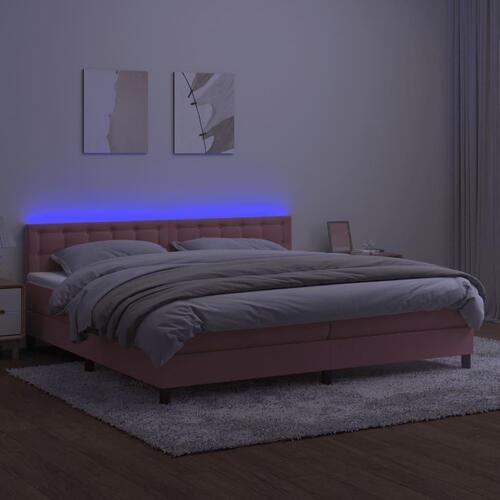 Kontinentalseng med LED-lys 200x200 cm fløjl lyserød