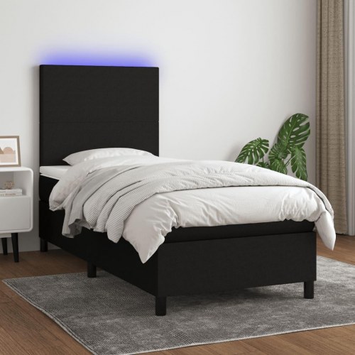 Kontinentalseng med LED-lys 80×200 cm - stof, sort