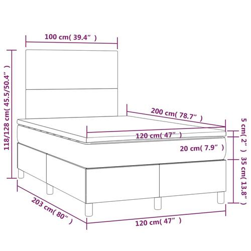 Kontinentalseng med LED-lys 120x200 cm stof sort