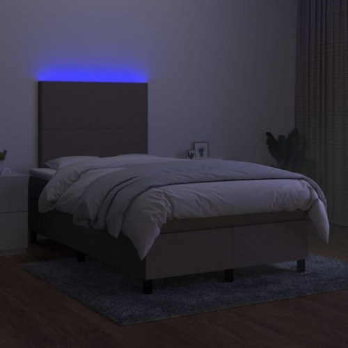 Kontinentalseng med LED-lys 120×200 cm - stof, gråbrun
