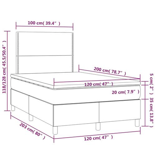 Kontinentalseng med LED-lys 120x200 cm stof sort