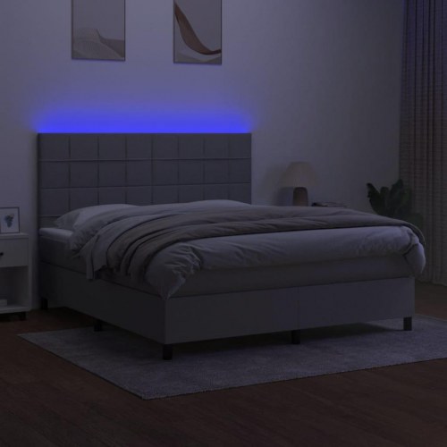 Kontinentalseng med LED-lys 180x200 cm stof lysegrå