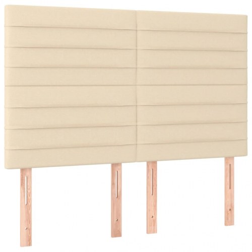 Kontinentalseng med LED-lys 140x200 cm stof cremefarvet