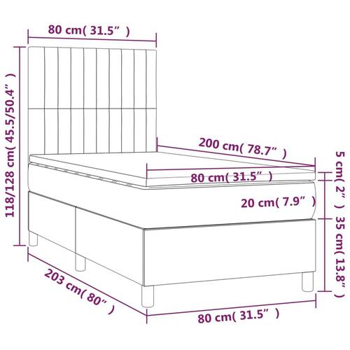 Kontinentalseng med LED-lys 80x200 cm stof mørkegrå