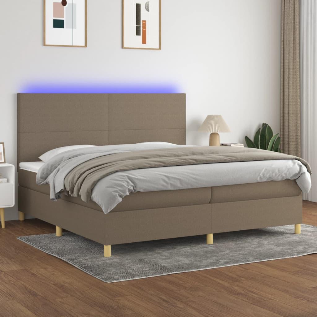 Kontinentalseng Med Led-Lys Stof Gråbrun - Med ensartet mønster / 200 x 200 cm